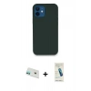 MARSİLYAN™- iPhone 12 Kılıf Zirve Modern Özel Seri - Şeffaf Pasifik Cam Ekran Koruyucu + Rainbow Kamera Lens Koruma Cam - YL