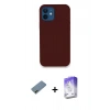 MARSİLYAN™- iPhone 12 Kılıf Zirve Modern Özel Seri - Siyah Bilvis 5in1 3D Magic Cam Ekran Koruyucu + Shine Kamera Lens Koruma Cam - GD