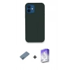 MARSİLYAN™- iPhone 12 Kılıf Zirve Modern Özel Seri - Siyah Bilvis 5in1 3D Magic Cam Ekran Koruyucu + Shine Kamera Lens Koruma Cam - MI