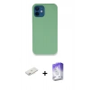 MARSİLYAN™- iPhone 12 Kılıf Zirve Modern Özel Seri - Siyah Bilvis 5in1 3D Magic Cam Ekran Koruyucu + Pembe Renkli Kamera Lens Koruma Cam