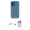 MARSİLYAN™- iPhone 12 Kılıf Zirve Modern Özel Seri - Siyah Bilvis 5in1 3D Magic Cam Ekran Koruyucu + Pembe Renkli Kamera Lens Koruma Cam