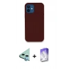 MARSİLYAN™- iPhone 12 Kılıf Zirve Modern Özel Seri - Siyah Bilvis 5in1 3D Magic Cam Ekran Koruyucu + Raze Metal Kamera Lens - MI