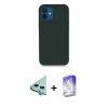 MARSİLYAN™- iPhone 12 Kılıf Zirve Modern Özel Seri - Siyah Bilvis 5in1 3D Magic Cam Ekran Koruyucu + Raze Metal Kamera Lens - MI