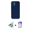 MARSİLYAN™- iPhone 12 Kılıf Zirve Modern Özel Seri - Siyah Bilvis 5in1 3D Magic Cam Ekran Koruyucu + Raze Metal Kamera Lens - MI