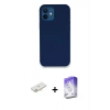 MARSİLYAN™- iPhone 12 Kılıf Zirve Modern Özel Seri - Siyah Bilvis 5in1 3D Magic Cam Ekran Koruyucu + Renkli Kamera Lens Koruma Cam - YL