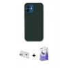 MARSİLYAN™- iPhone 12 Kılıf Zirve Modern Özel Seri - Siyah Bilvis 5in1 5D Magic Hayalet Cam Ekran Koruyucu + Rainbow Kamera Lens Koruma Cam - YL