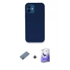 MARSİLYAN™- iPhone 12 Kılıf Zirve Modern Özel Seri - Siyah Bilvis 5in1 5D Magic Hayalet Cam Ekran Koruyucu + Shine Kamera Lens Koruma Cam - MI