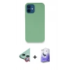 MARSİLYAN™- iPhone 12 Kılıf Zirve Modern Özel Seri - Siyah Bilvis 5in1 5D Magic Hayalet Cam Ekran Koruyucu + Kırmızı Raze Metal Kamera Lens