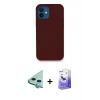 MARSİLYAN™- iPhone 12 Kılıf Zirve Modern Özel Seri - Siyah Bilvis 5in1 5D Magic Hayalet Cam Ekran Koruyucu + Raze Metal Kamera Lens - MI