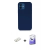 MARSİLYAN™- iPhone 12 Kılıf Zirve Modern Özel Seri - Siyah Bilvis 5in1 5D Magic Hayalet Cam Ekran Koruyucu + Renkli Kamera Lens Koruma Cam - TU
