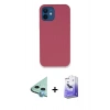 MARSİLYAN™- iPhone 12 Kılıf Zirve Modern Özel Seri - Siyah Bilvis 5in1 5D Magic Hayalet Cam Ekran Koruyucu + Mavi Raze Metal Kamera Lens