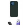 MARSİLYAN™- iPhone 12 Kılıf Zirve Modern Özel Seri - Siyah Bilvis 5in1 5D Magic Hayalet Cam Ekran Koruyucu + Kamera Lens Koruma Cam - SF