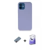 MARSİLYAN™- iPhone 12 Kılıf Zirve Modern Özel Seri - Siyah Bilvis 5in1 5D Magic Hayalet Cam Ekran Koruyucu + Kırmızı Metal Kamera Lens Koruma Cam