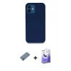 MARSİLYAN™- iPhone 12 Kılıf Zirve Modern Özel Seri - Siyah Bilvis 5in1 5D Magic Hayalet Cam Ekran Koruyucu + Açık Yeşil Metal Kamera Lens Koruma Cam