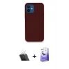 MARSİLYAN™- iPhone 12 Kılıf Zirve Modern Özel Seri - Siyah Bilvis 5in1 5D Magic Hayalet Cam Ekran Koruyucu + Kamera Lens Koruma Cam - SF