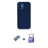 MARSİLYAN™- iPhone 12 Kılıf Zirve Modern Özel Seri - Siyah Bilvis 5in1 5D Magic Hayalet Cam Ekran Koruyucu + Metal Kamera Lens Koruma Cam - MI