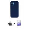 MARSİLYAN™- iPhone 12 Kılıf Zirve Modern Özel Seri - Siyah Bilvis 5in1 5D Magic Hayalet Cam Ekran Koruyucu + Kamera Lens Koruma Cam - SF