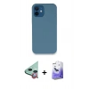 MARSİLYAN™- iPhone 12 Kılıf Zirve Modern Özel Seri - Siyah Bilvis 5in1 5D Magic Hayalet Cam Ekran Koruyucu + Kırmızı Raze Metal Kamera Lens
