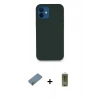 MARSİLYAN™- iPhone 12 Kılıf Zirve Modern Özel Seri - Siyah Joko Magic 5D Hayalet Cam + Metal Kamera Lens Koruma Cam - AKYL