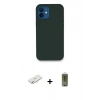 MARSİLYAN™- iPhone 12 Kılıf Zirve Modern Özel Seri - Siyah Joko Magic 5D Hayalet Cam + Renkli Kamera Lens Koruma Cam - SI