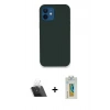 MARSİLYAN™- iPhone 12 Kılıf Zirve Modern Özel Seri - Siyah Polymer Nano Ekran Koruyucu + Kamera Lens Koruma Cam - SF