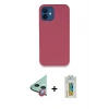 MARSİLYAN™- iPhone 12 Kılıf Zirve Modern Özel Seri - Siyah Polymer Nano Ekran Koruyucu + Kırmızı Raze Metal Kamera Lens