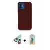 MARSİLYAN™- iPhone 12 Kılıf Zirve Modern Özel Seri - Siyah Polymer Nano Ekran Koruyucu + Kırmızı Raze Metal Kamera Lens