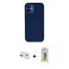 MARSİLYAN™- iPhone 12 Kılıf Zirve Modern Özel Seri - Siyah Polymer Nano Ekran Koruyucu + Rainbow Kamera Lens Koruma Cam - MR