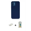 MARSİLYAN™- iPhone 12 Kılıf Zirve Modern Özel Seri - Siyah Polymer Nano Ekran Koruyucu + Renkli Kamera Lens Koruma Cam - SI