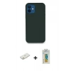 MARSİLYAN™- iPhone 12 Kılıf Zirve Modern Özel Seri - Siyah Polymer Nano Ekran Koruyucu + Renkli Kamera Lens Koruma Cam - TU