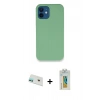 MARSİLYAN™- iPhone 12 Kılıf Zirve Modern Özel Seri - Siyah Polymer Nano Ekran Koruyucu + Rainbow Kamera Lens Koruma Cam - YL