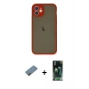 MARSİLYAN™- iPhone 12 Mini Kılıf Ahenk Çizgi Serisi - Şeffaf 360 Full Body Arka Koruyucu + Shine Kamera Lens Koruma Cam - GD