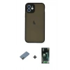 MARSİLYAN™- iPhone 12 Mini Kılıf Ahenk Çizgi Serisi - Şeffaf 360 Full Body Arka Koruyucu + Shine Kamera Lens Koruma Cam - GD
