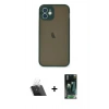 MARSİLYAN™- iPhone 12 Mini Kılıf Ahenk Çizgi Serisi - Şeffaf 360 Full Body Arka Koruyucu + Kamera Lens Koruma Cam - SF