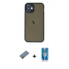 MARSİLYAN™- iPhone 12 Mini Kılıf Ahenk Çizgi Serisi - Şeffaf Royal Nano Ekran Koruyucu + Shine Kamera Lens Koruma Cam - GD