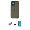 MARSİLYAN™- iPhone 12 Mini Kılıf Ahenk Çizgi Serisi - Şeffaf Royal Nano Ekran Koruyucu + Shine Kamera Lens Koruma Cam - GD