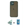MARSİLYAN™- iPhone 12 Mini Kılıf Ahenk Çizgi Serisi - Şeffaf Royal Nano Ekran Koruyucu + Raze Metal Kamera Lens - MI