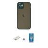 MARSİLYAN™- iPhone 12 Mini Kılıf Ahenk Çizgi Serisi - Şeffaf Royal Nano Ekran Koruyucu + Renkli Kamera Lens Koruma Cam - YL