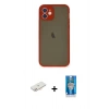 MARSİLYAN™- iPhone 12 Mini Kılıf Ahenk Çizgi Serisi - Şeffaf Royal Nano Ekran Koruyucu + Renkli Kamera Lens Koruma Cam - YL
