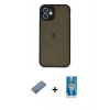 MARSİLYAN™- iPhone 12 Mini Kılıf Ahenk Çizgi Serisi - Şeffaf Royal Nano Ekran Koruyucu + Shine Kamera Lens Koruma Cam - GS