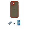 MARSİLYAN™- iPhone 12 Mini Kılıf Ahenk Çizgi Serisi - Şeffaf Royal Nano Ekran Koruyucu + Shine Kamera Lens Koruma Cam - GS