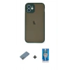 MARSİLYAN™- iPhone 12 Mini Kılıf Ahenk Çizgi Serisi - Şeffaf Royal Nano Ekran Koruyucu + Shine Kamera Lens Koruma Cam - GS