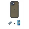 MARSİLYAN™- iPhone 12 Mini Kılıf Ahenk Çizgi Serisi - Şeffaf Royal Nano Ekran Koruyucu + Shine Kamera Lens Koruma Cam - GS