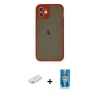 MARSİLYAN™- iPhone 12 Mini Kılıf Ahenk Çizgi Serisi - Şeffaf Royal Nano Ekran Koruyucu + Renkli Kamera Lens Koruma Cam - TU
