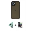 MARSİLYAN™- iPhone 12 Mini Kılıf Ahenk Çizgi Serisi - Şeffaf Temperli Cam Ekran Koruyucu + Raze Metal Kamera Lens - YL