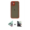 MARSİLYAN™- iPhone 12 Mini Kılıf Ahenk Çizgi Serisi - Şeffaf Temperli Cam Ekran Koruyucu + Raze Metal Kamera Lens - KI