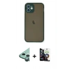 MARSİLYAN™- iPhone 12 Mini Kılıf Ahenk Çizgi Serisi - Şeffaf Temperli Cam Ekran Koruyucu + Raze Metal Kamera Lens - YL