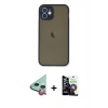 MARSİLYAN™- iPhone 12 Mini Kılıf Ahenk Çizgi Serisi - Şeffaf Temperli Cam Ekran Koruyucu + Raze Metal Kamera Lens - KI
