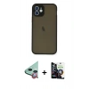 MARSİLYAN™- iPhone 12 Mini Kılıf Ahenk Çizgi Serisi - Şeffaf Temperli Cam Ekran Koruyucu + Raze Metal Kamera Lens - KI