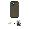 MARSİLYAN™- iPhone 12 Mini Kılıf Ahenk Çizgi Serisi - Şeffaf Temperli Cam Ekran Koruyucu + Renkli Kamera Lens Koruma Cam - YL